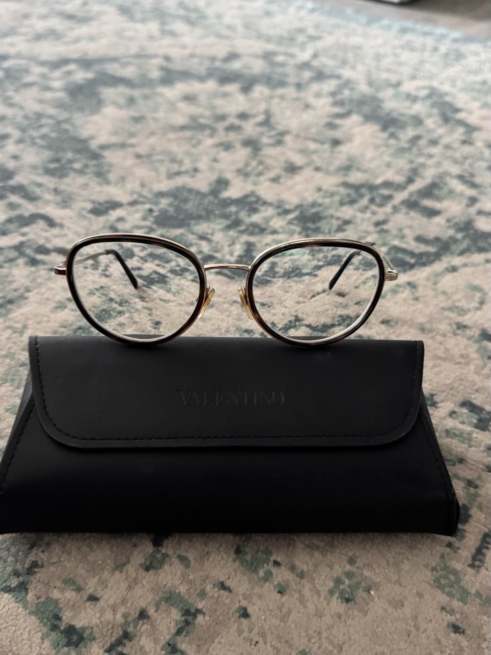 Valentino Women's Oval Metal Glasses in Black and Gold